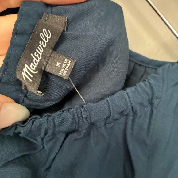 MADEWELL Peasant Cropped Blouse Top Western Cowgirl Tie Back Twill Cut out Top M - Picture 6 of 10